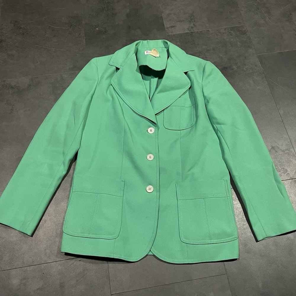 1960 Women's Blazer by Nan Scott Polyester Textured Size‎ 14 Green F-83